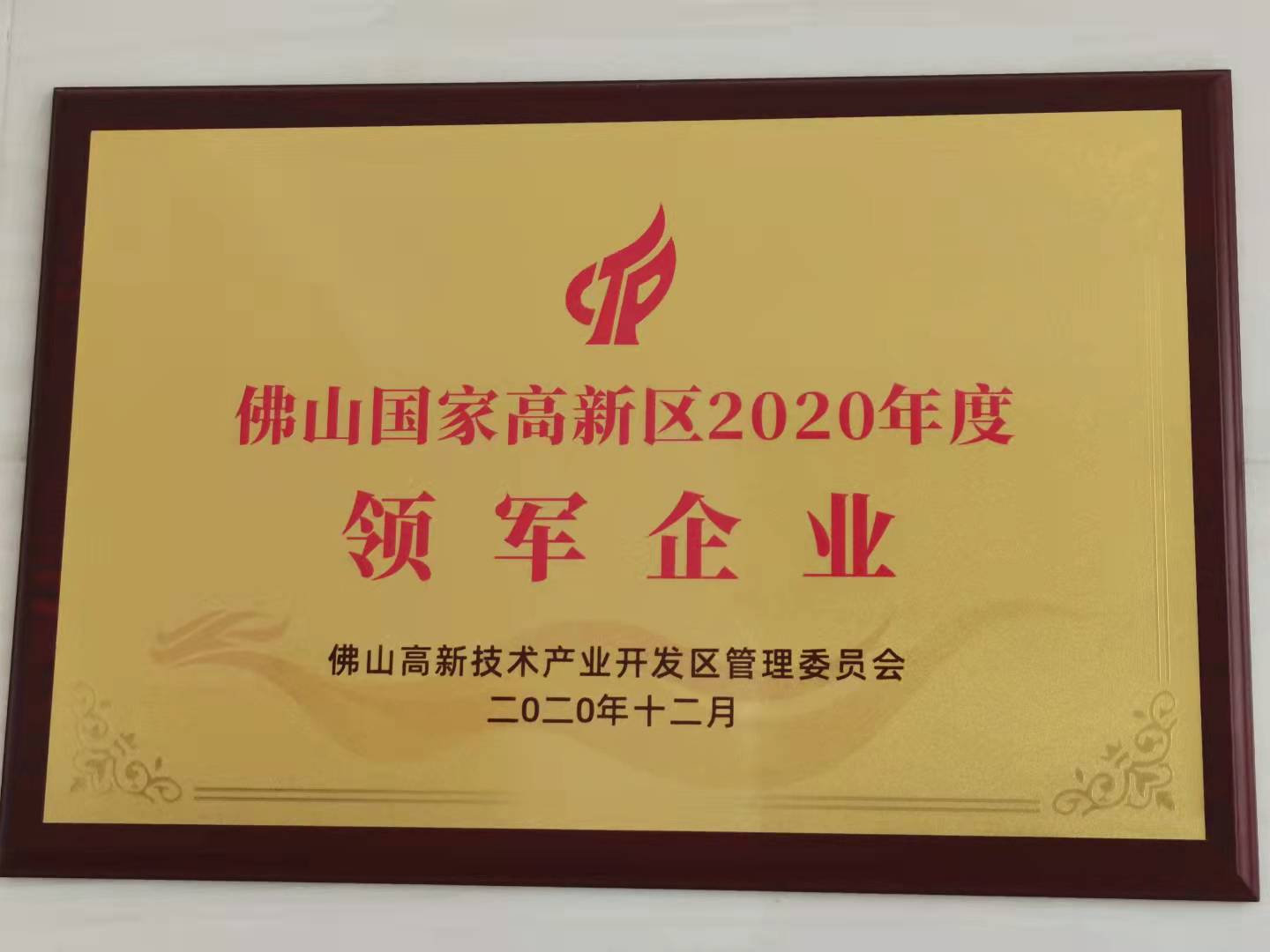 2020.12获得佛山高新区领军企业